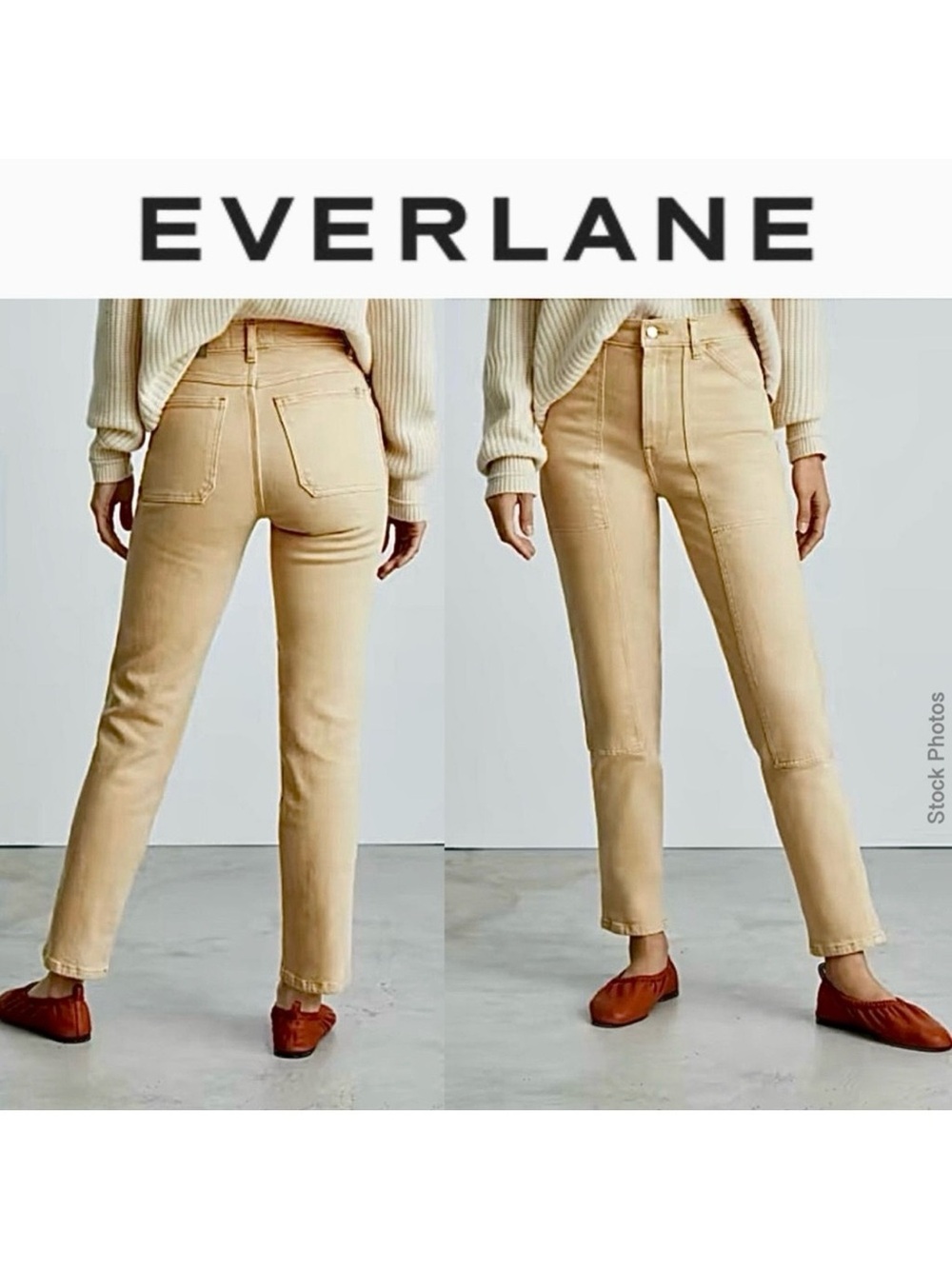 Everlane The Utility Cheeky Straight Leg Jean in Clean Cashew (27)